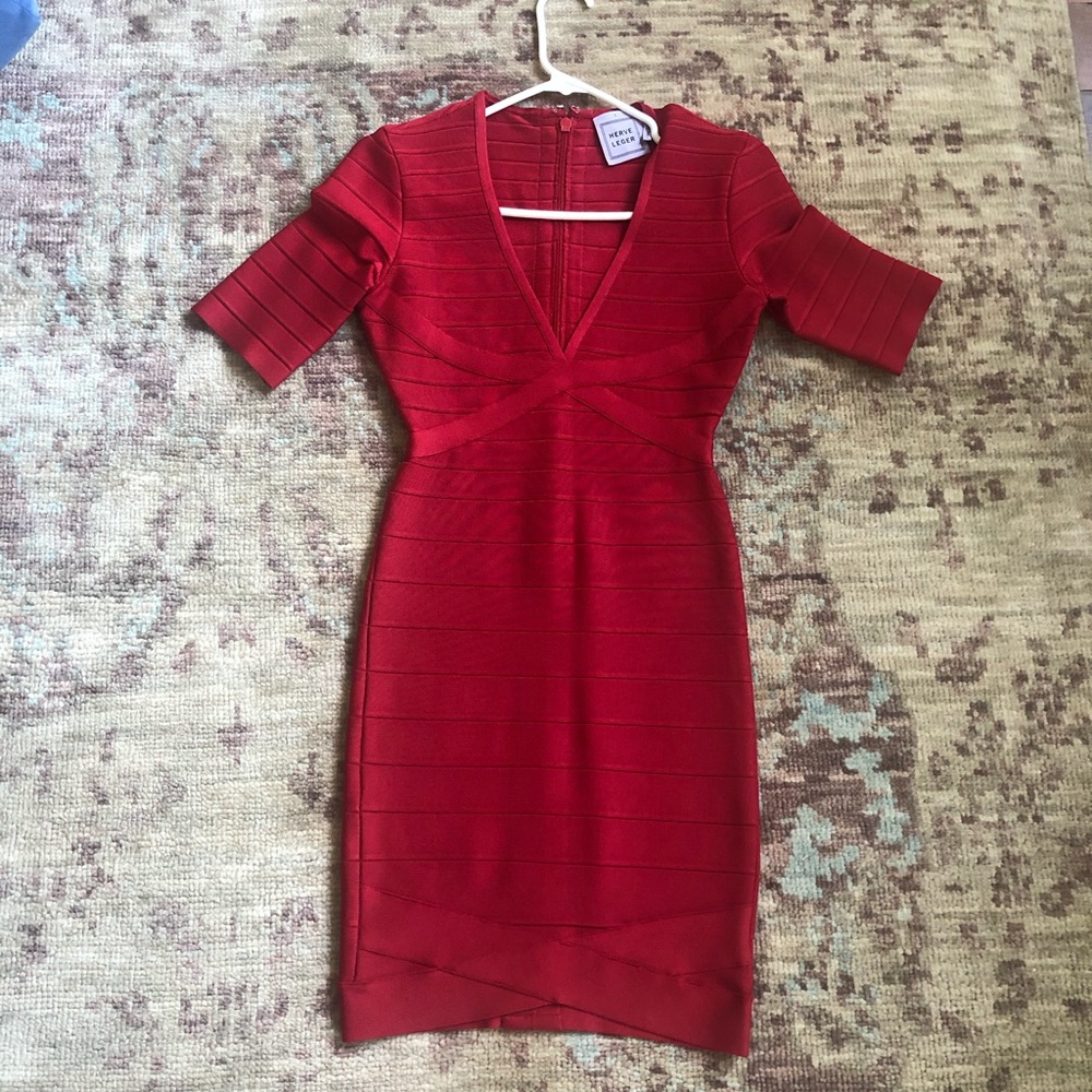 Herve Leger Bandage Dress Red